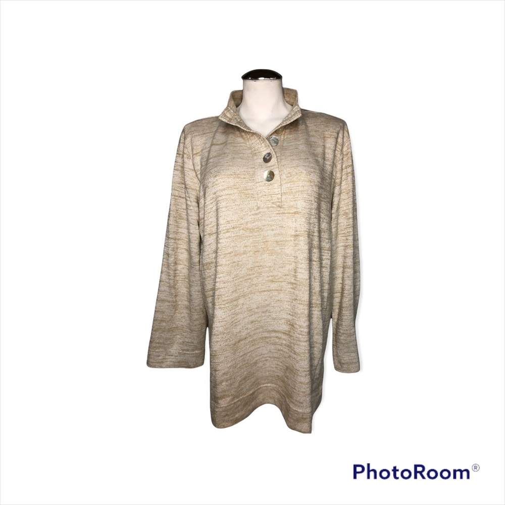 Soft Surrounding Cream Long Sleeve Top Large